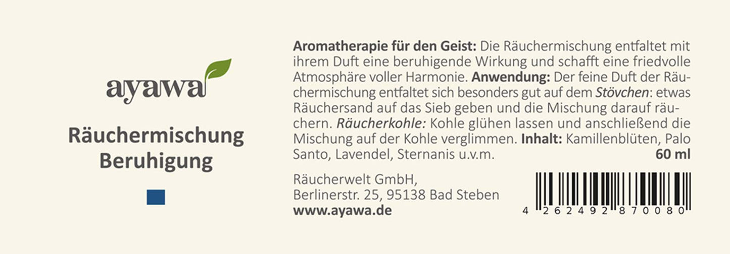nachhaltige Räuchermischung für eine beruhigende Aromatherapie mit Kräutern aus dem Allgäu (Thema: Beruhigung)