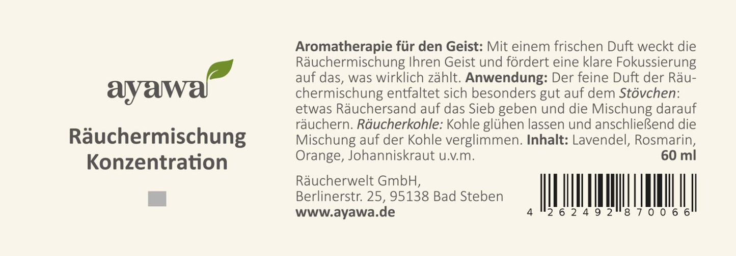 nachhaltige Räuchermischung für eine konzentrationsfördernde Aromatherapie mit Kräutern aus dem Allgäu (Thema: Konzentration)