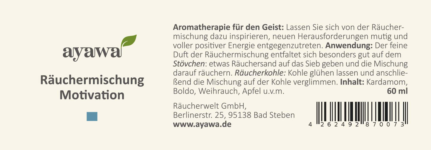 nachhaltige Räuchermischung für eine motivierende Aromatherapie mit Kräutern aus dem Allgäu (Thema: Motivation)