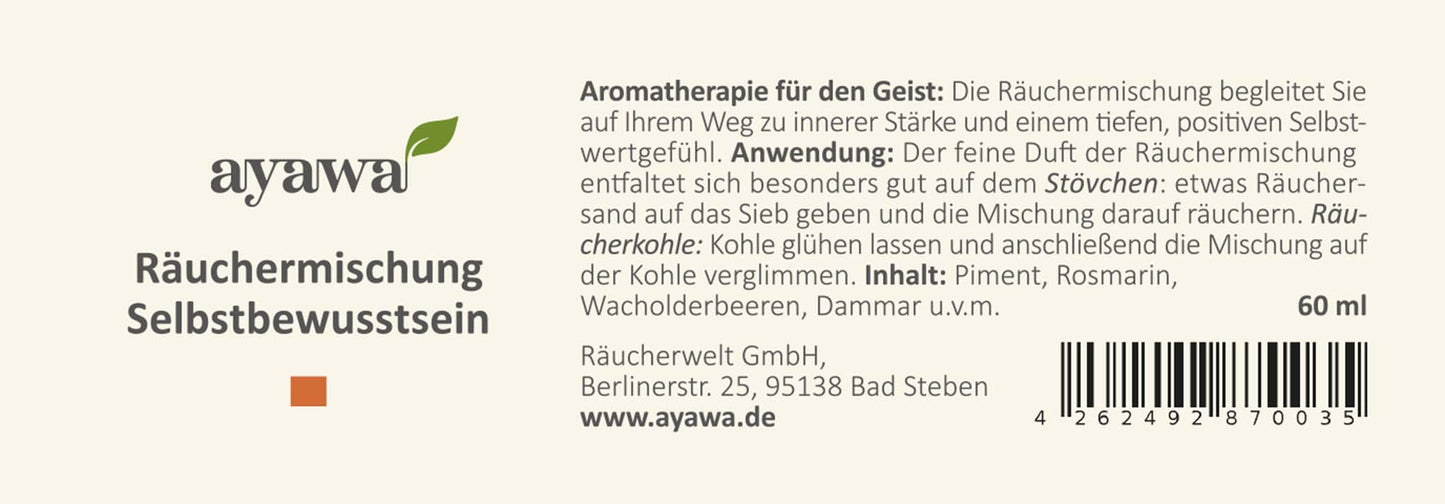 nachhaltige Räuchermischung für eine selbstbewusstseinsfördernde Aromatherapie mit Kräutern aus dem Allgäu (Thema: Selbstbewusstsein)