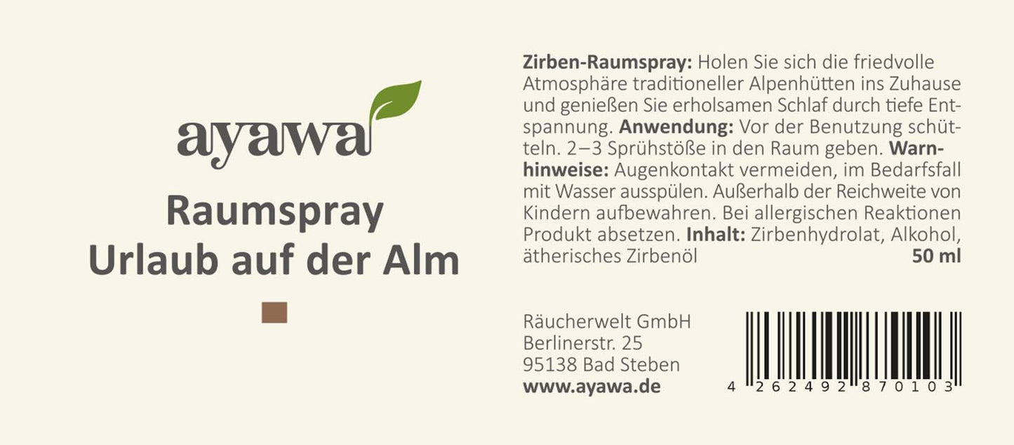 nachhaltiges Raumspray für wohltuenden Raumduft mit natürlichen Extrakten (Thema: Alm-Urlaub)