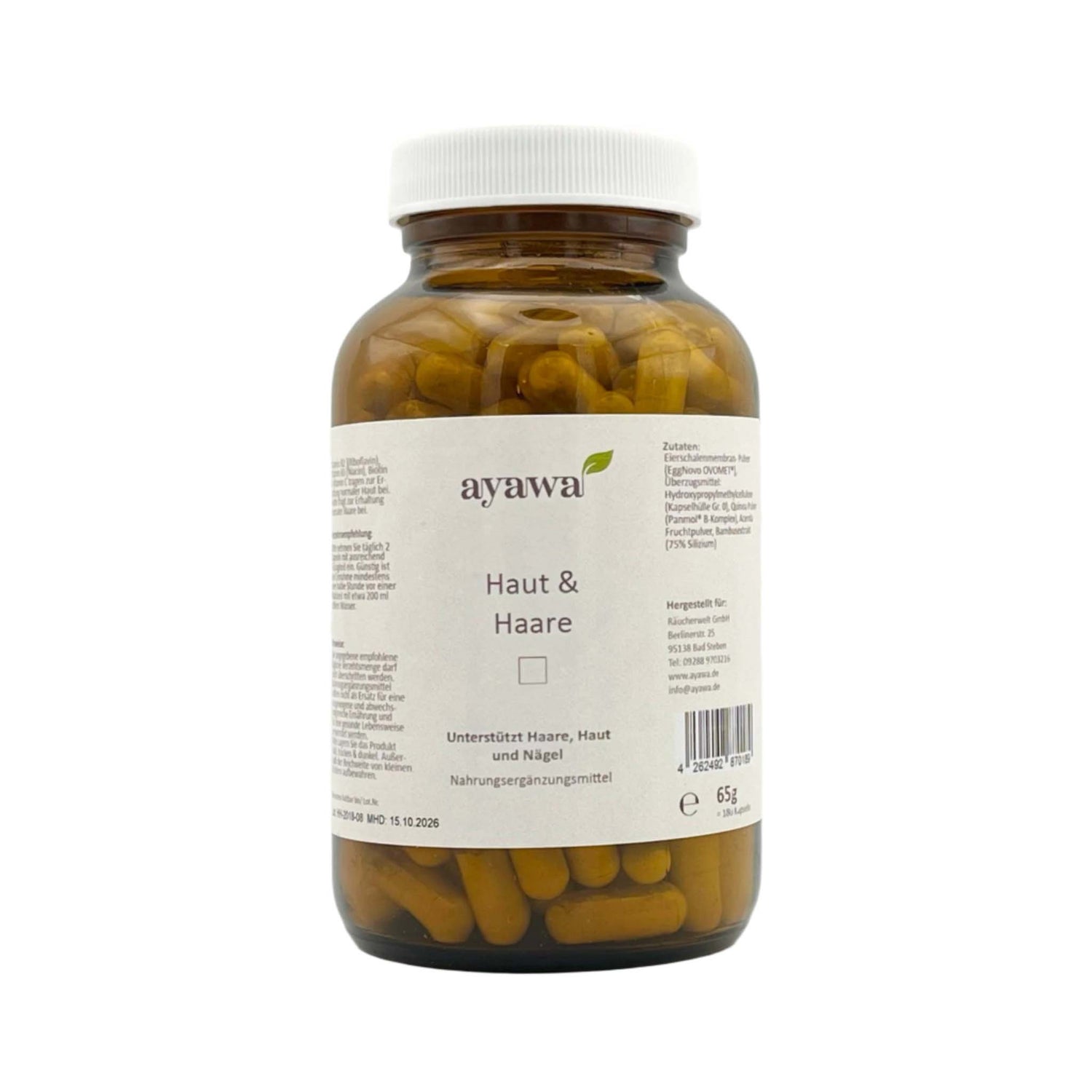 Bio-Nachrungsergänzungsmittel für die Unterstützung und Heilung von Haut, Haaren und Nägeln mit Quinoa, Acerola und Bambusextrakt