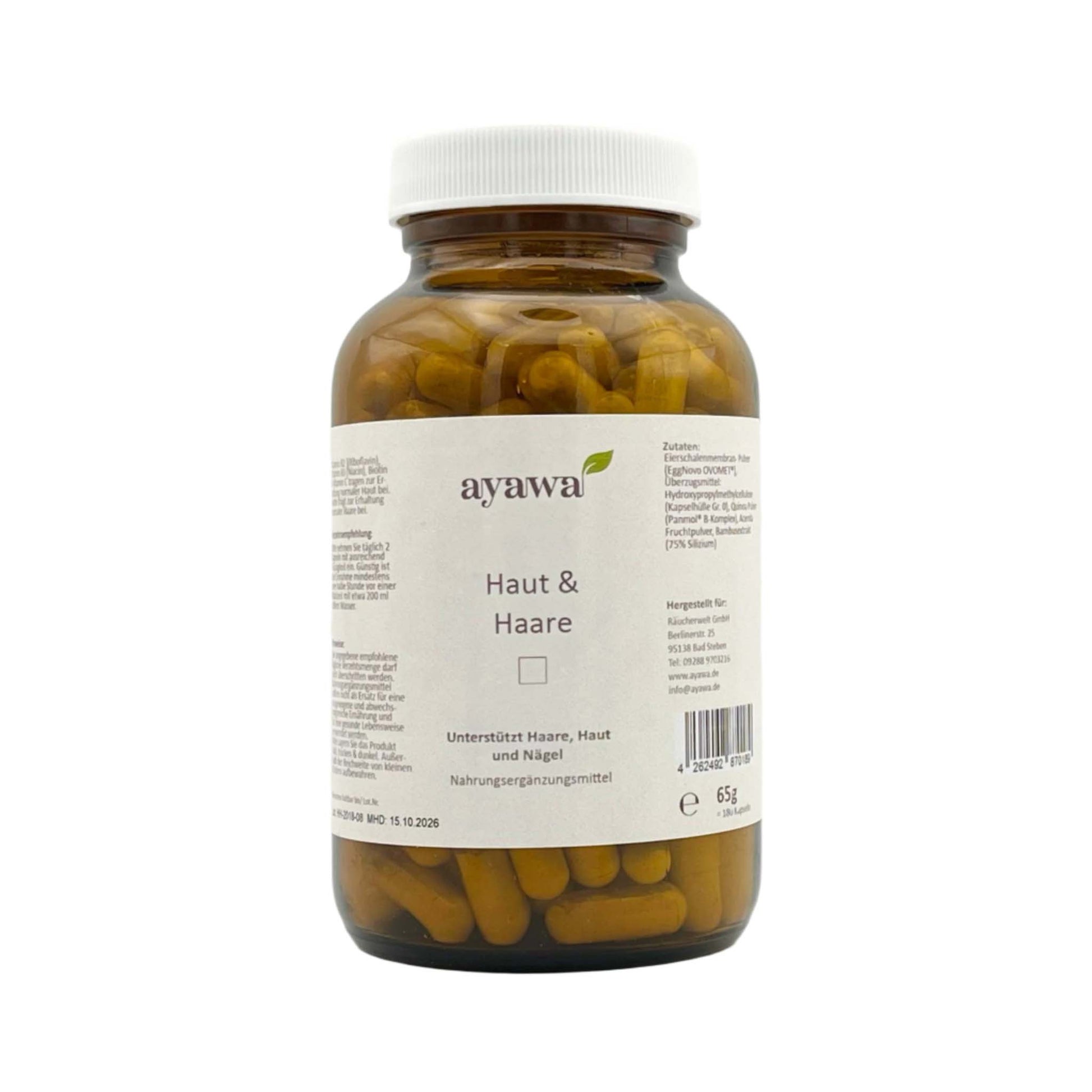Bio-Nachrungsergänzungsmittel für die Unterstützung und Heilung von Haut, Haaren und Nägeln mit Quinoa, Acerola und Bambusextrakt