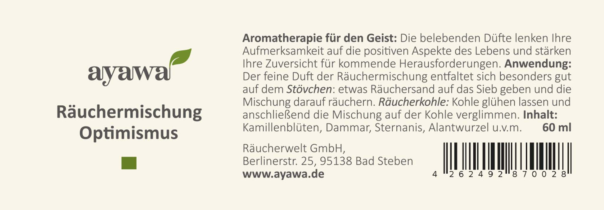 nachhaltige Räuchermischung für eine optimismusfördernde Aromatherapie mit Kräutern aus dem Allgäu (Thema: Optimismus)