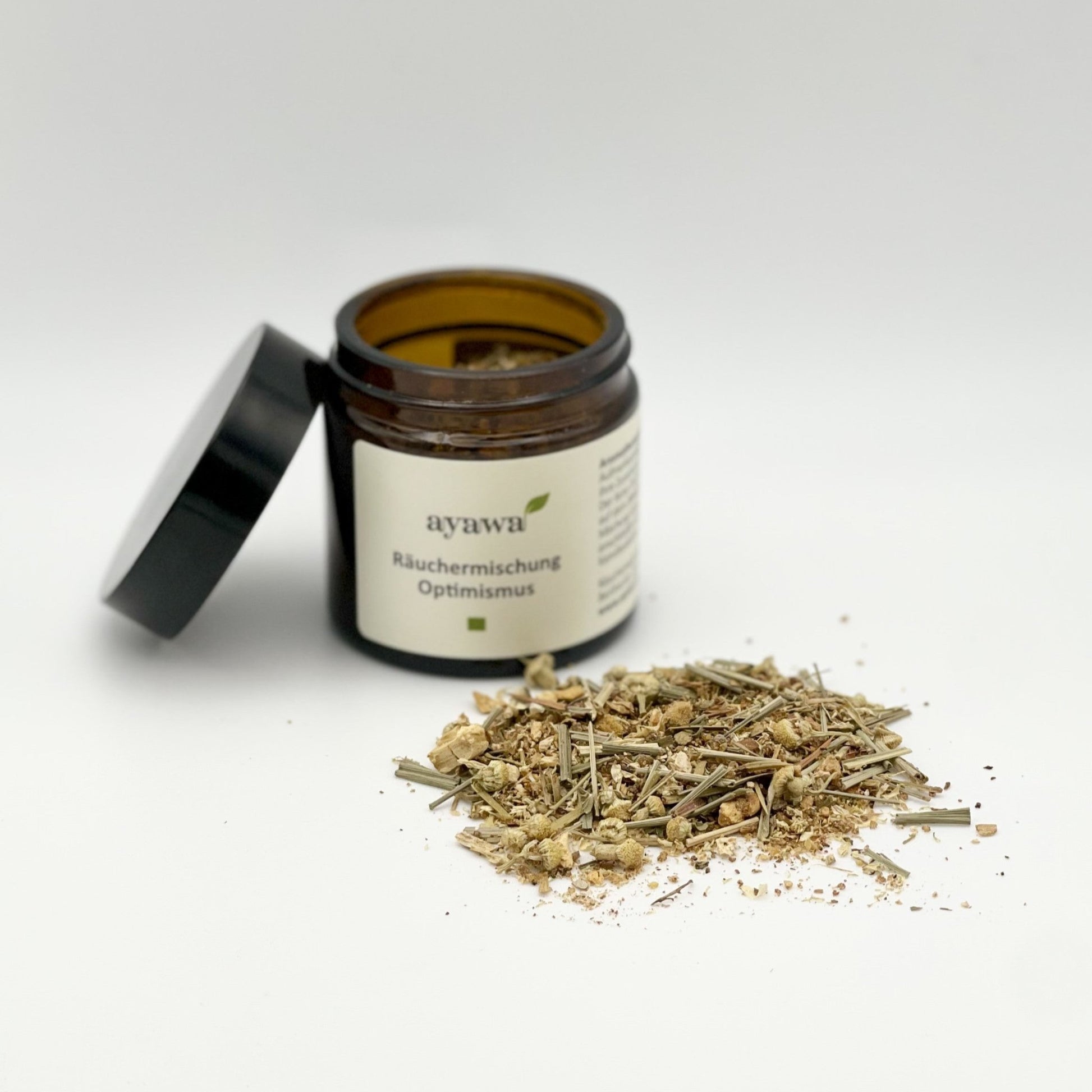 nachhaltige Räuchermischung für eine optimismusfördernde Aromatherapie mit Kräutern aus dem Allgäu (Thema: Optimismus)