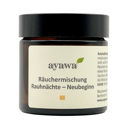 nachhaltige Räuchermischung für eine Aromatherapie während den Rauhnächten mit Kräutern aus dem Allgäu (Thema: Neubeginn)
